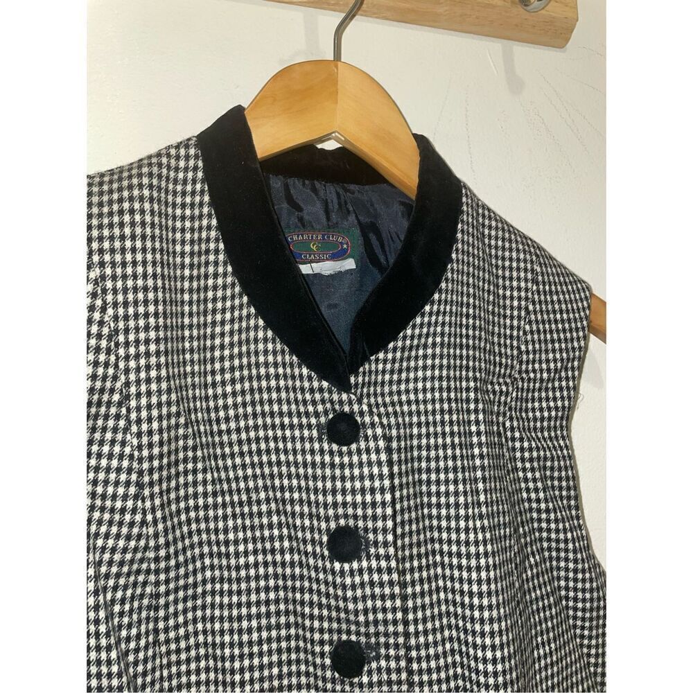 Vintage charter club classic gingham black white sleeveless vest - Picture 5 of 10